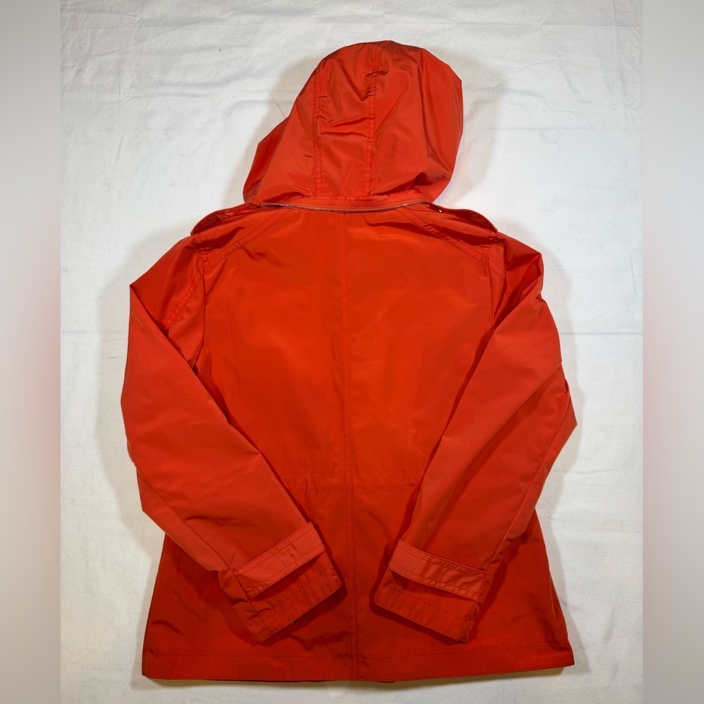 NWOT Michael Kor’s Women's Orange Hooded Rain Coat Jacket with silver details - Picture 11 of 12